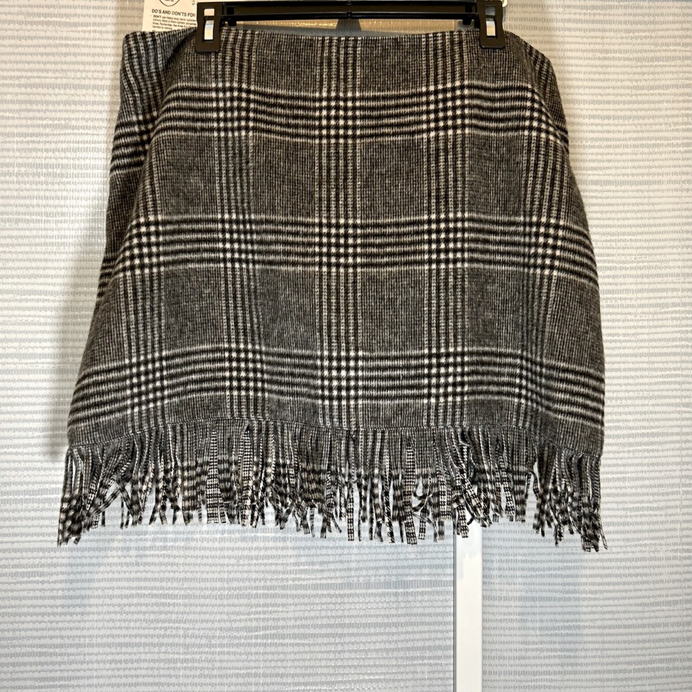 Cato wool fringed plaid skirt